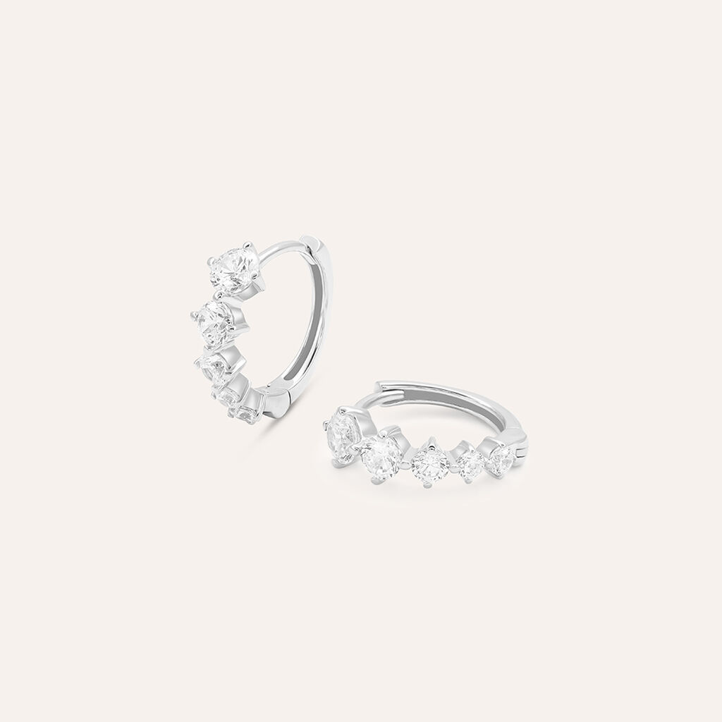 Orecchini A Cerchio Claire Oro Bianco Cubic Zirconia - Orecchini a Cerchio Donna | Stroili