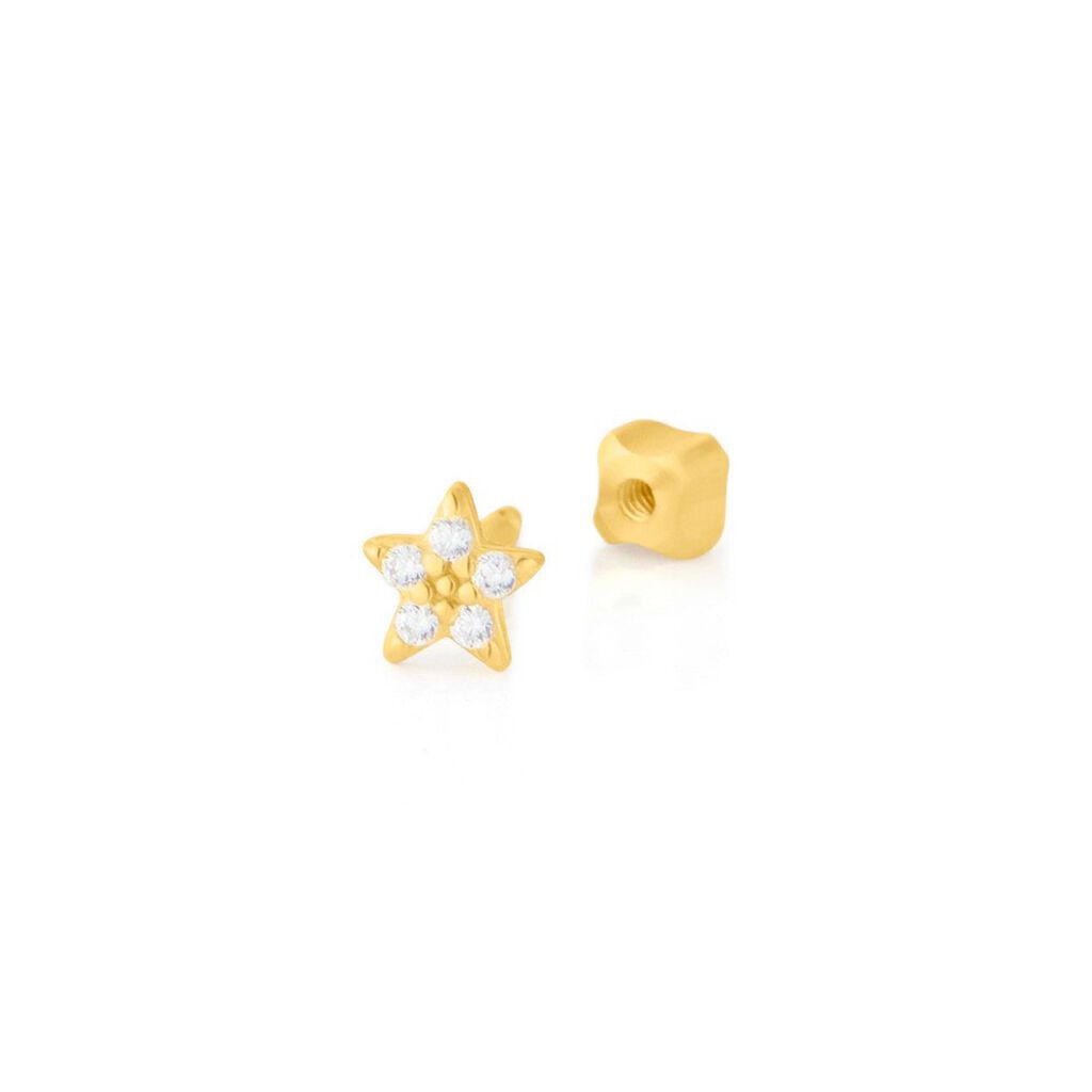 Piercing Orecchio Tragus Helix Conch Ear Shine Oro Giallo Cubic Zirconia