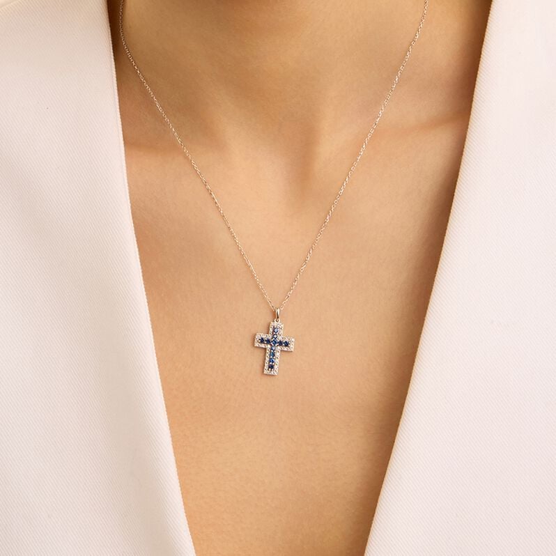 Collana Elizabeth Crown Oro Bianco Zaffiro Diamante - Collane Donna | Stroili