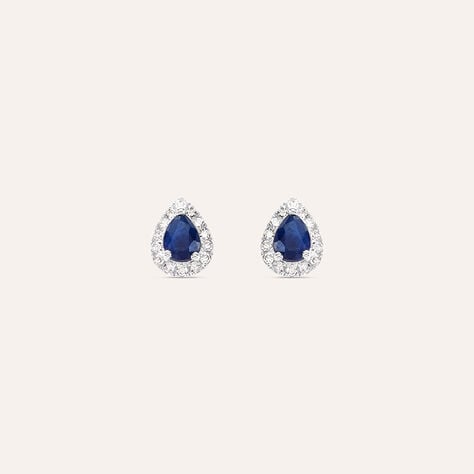 Orecchini Lobo Punto Luce Charlotte Oro Bianco Zaffiro Diamante - Orecchini a Lobo Donna | Stroili