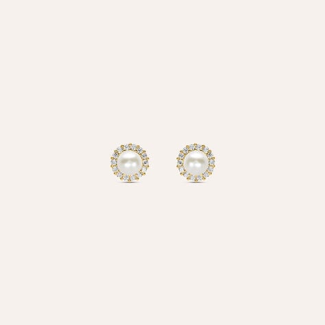 Orecchini Lobo Bon Ton Oro Giallo Perla D'Acqua Dolce Cubic Zirconia - Orecchini a Lobo Donna | Stroili