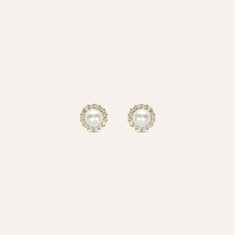 Orecchini Lobo Bon Ton Oro Giallo Perla D'Acqua Dolce Cubic Zirconia - Orecchini a Lobo Donna | Stroili