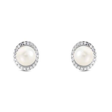 Orecchini Lobo Silver Pearls Argento Rodiato Perla sintetica Cubic Zirconia