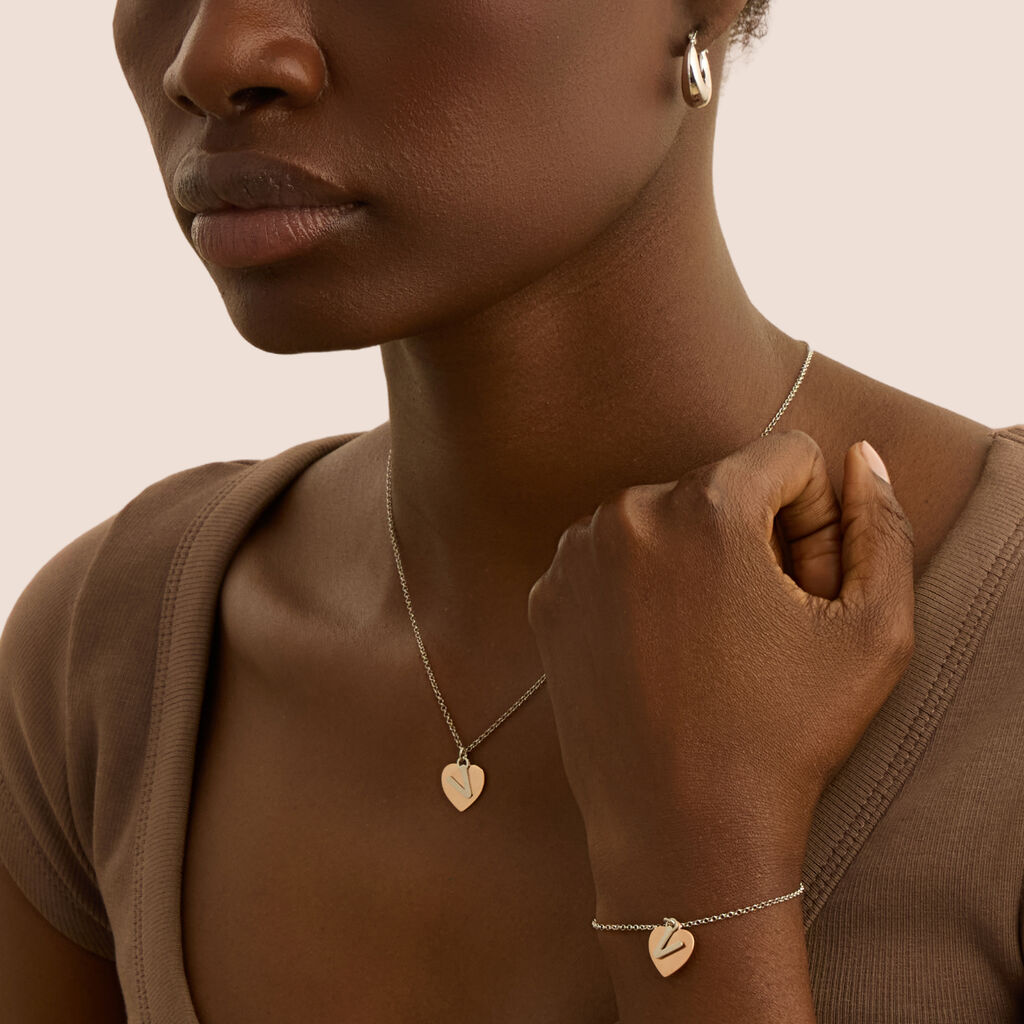 Collana Silver Collection Argento Bicolore Bianco / Rosa