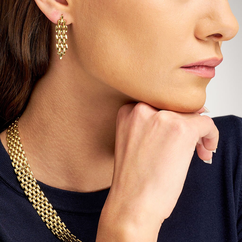 Orecchini Pendenti Panther Chain Lady Code Acciaio Dorato - Orecchini Pendenti Donna | Stroili