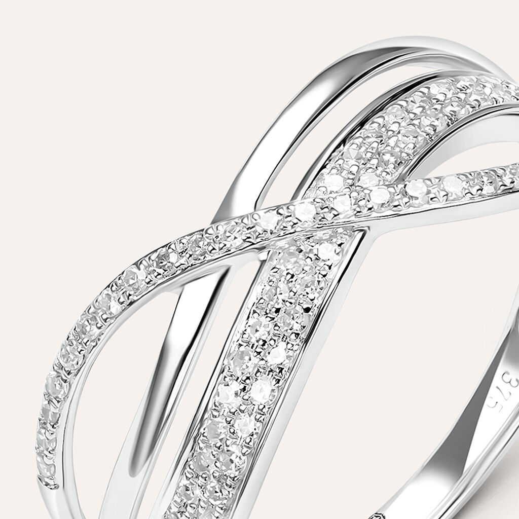 Anello Fascia Sophia Oro Bianco Diamante - Anelli a Fascia Larga Donna | Stroili