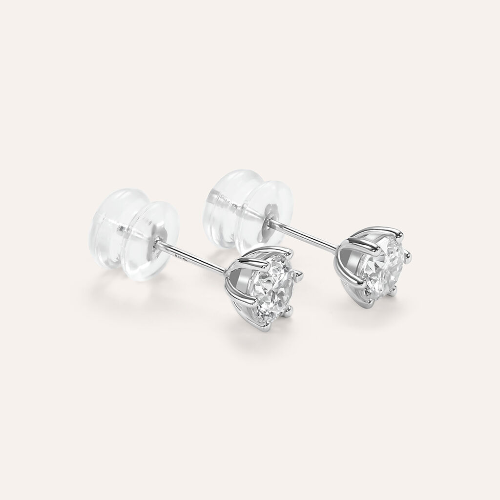 Orecchini Lobo Punto Luce Claire Oro Bianco Cubic Zirconia - Orecchini a Lobo Donna | Stroili