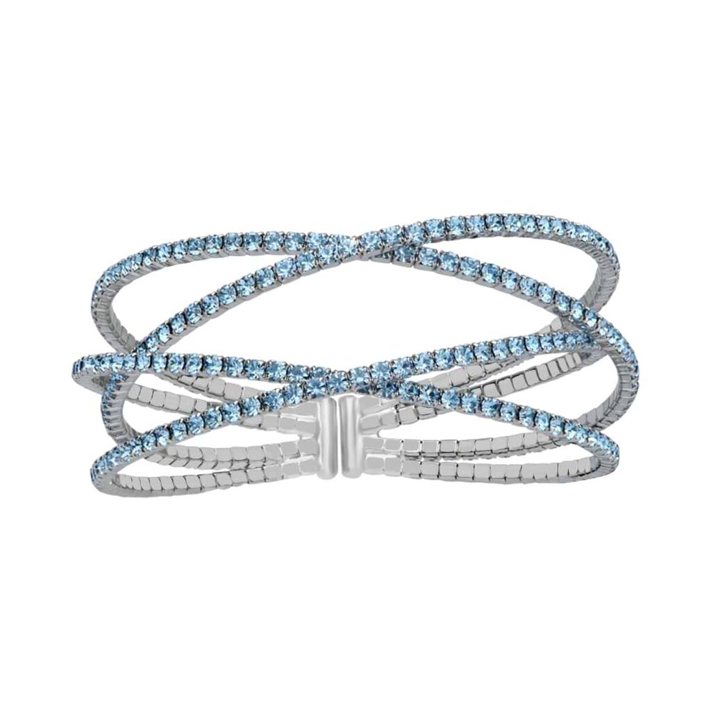 Bracciale bangle in metallo rodiato e cristalli - Bracciali Donna | Stroili