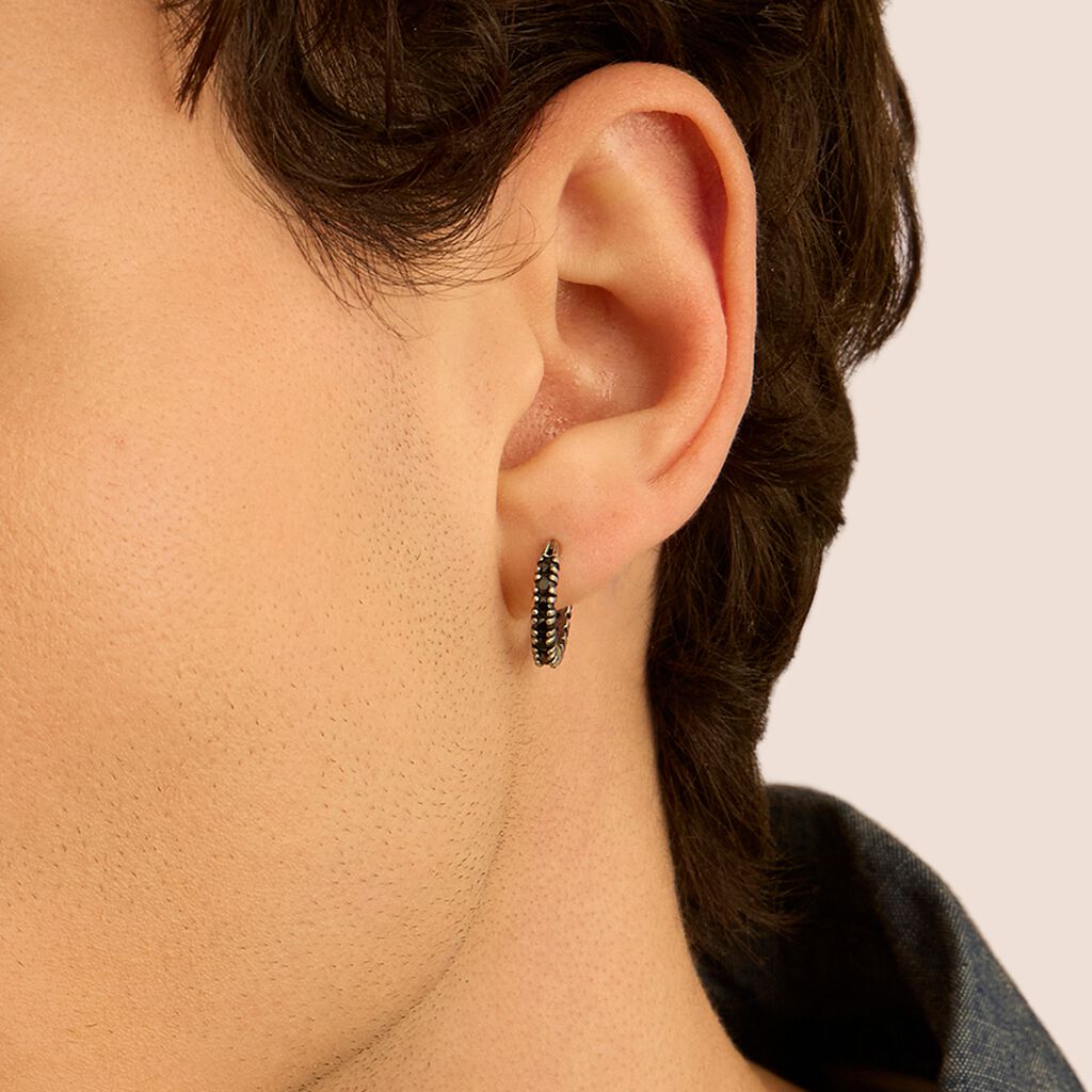 Mono Orecchino A Cerchio Man Code Acciaio Cubic Zirconia