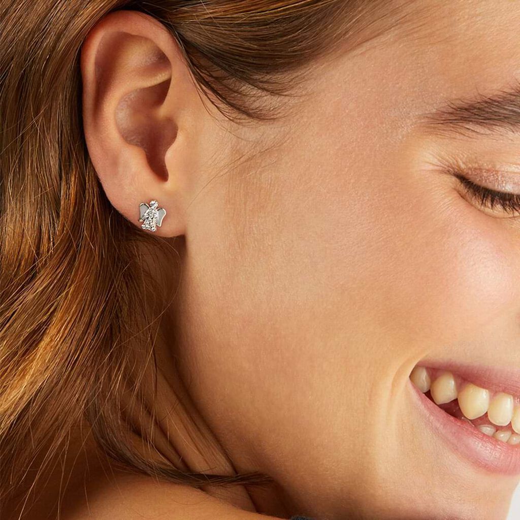 Orecchini Lobo Claire Oro Bianco Cubic Zirconia - Orecchini a Lobo Donna | Stroili