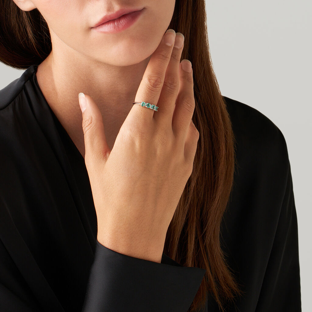 Anello Riviere Elizabeth Crown Oro Bianco Smeraldo Diamante - Anelli Riviere Donna | Stroili
