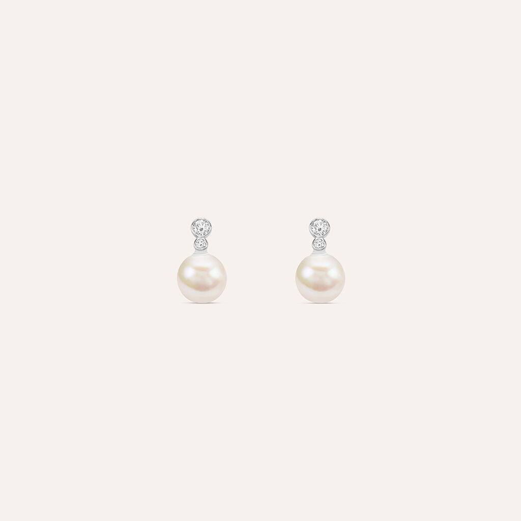 Orecchini Lobo Silver Pearls Argento Rodiato Cubic Zirconia Perla sintentica - Orecchini a Lobo Donna | Stroili