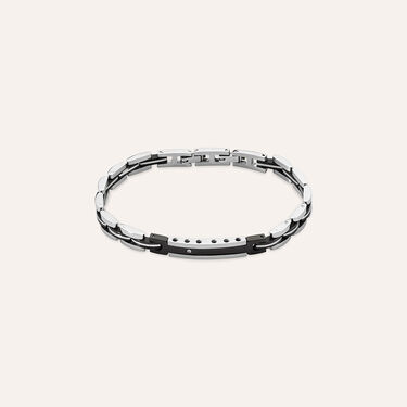 Bracciale Man Code Acciaio Bicolore Bianco / Nero Cubic Zirconia