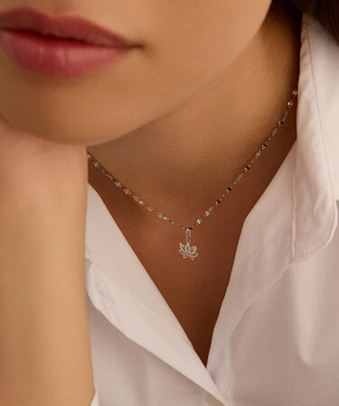 Pendente Po&egrave;me Oro Bianco Cubic Zirconia