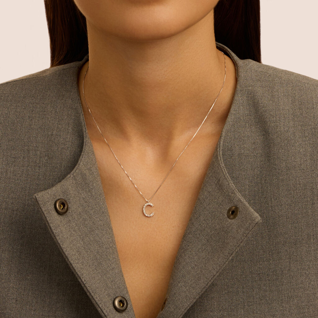 Collana Diamond Letters Oro Bianco Diamante