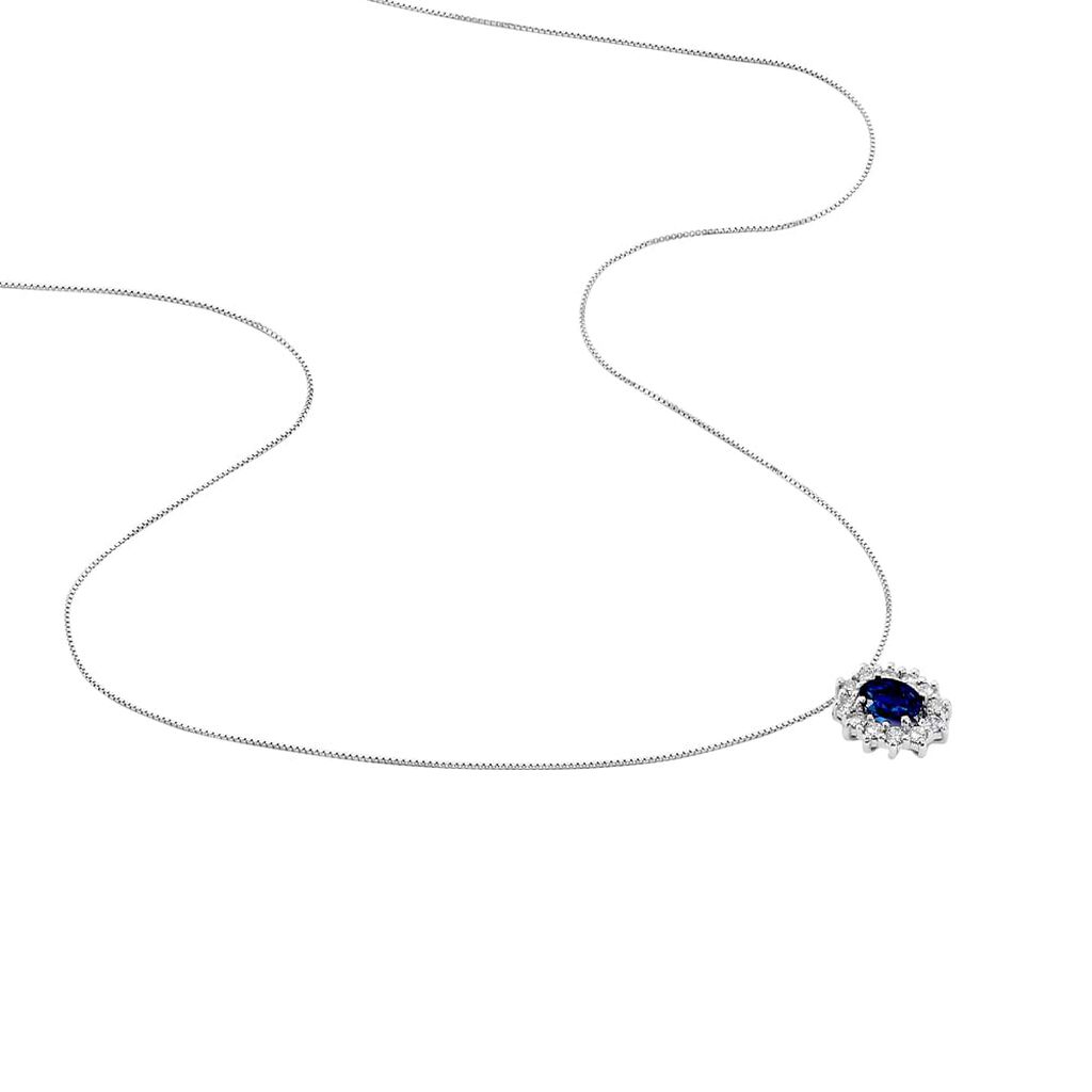 Collana Elizabeth Crown Oro Bianco Zaffiro Diamante - Collane Donna | Stroili