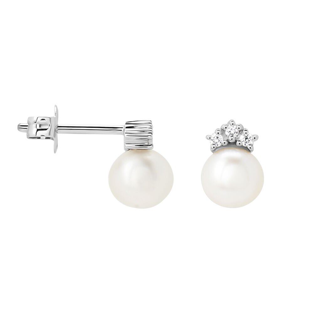 Orecchini Lobo Gabrielle Precious Oro Bianco Perla D'Acqua Dolce Diamante - Orecchini a Lobo Donna | Stroili