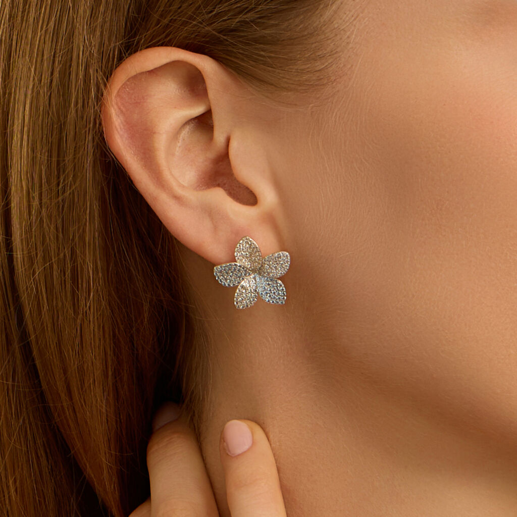 Orecchini Lobo Silver Shine Argento Rodiato Cubic Zirconia