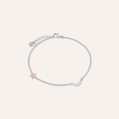 Bracciale Silver Moments Argento Bicolore Bianco / Rosa Cubic Zirconia - Bracciali Amicizia Donna | Stroili
