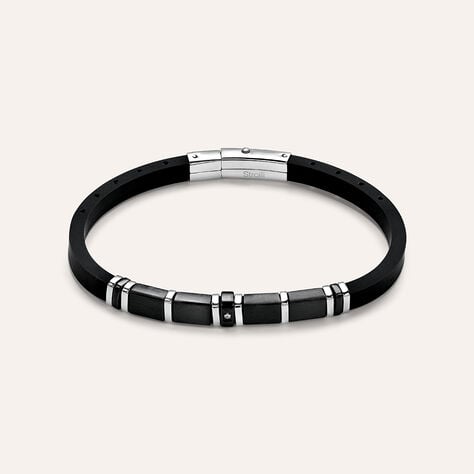 Bracciale Man Code Acciaio Bicolore Bianco / Nero Cubic Zirconia - Bracciali Uomo | Stroili