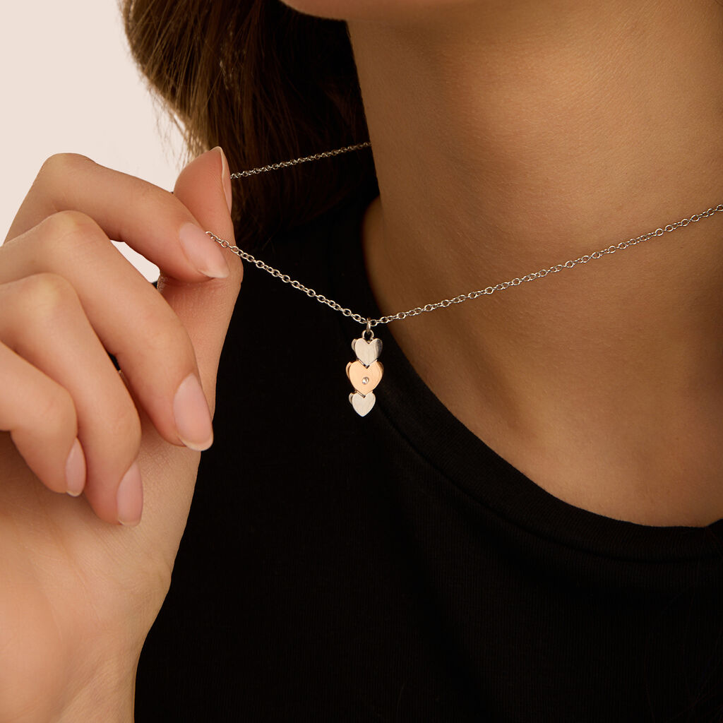 Collana Sunrise Acciaio Bicolore Bianco / Rosa Cristallo