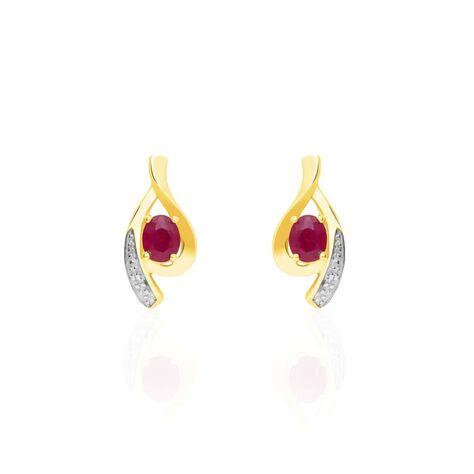 Orecchini pendenti in oro giallo con rubini 0.4 ct e diamanti 0.0066 ct - Orecchini Pendenti Donna | Stroili