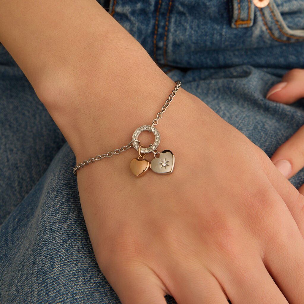 Bracciale Lady Chic Acciaio Bicolore Bianco / Rosa Cristallo - Bracciali Love Donna | Stroili
