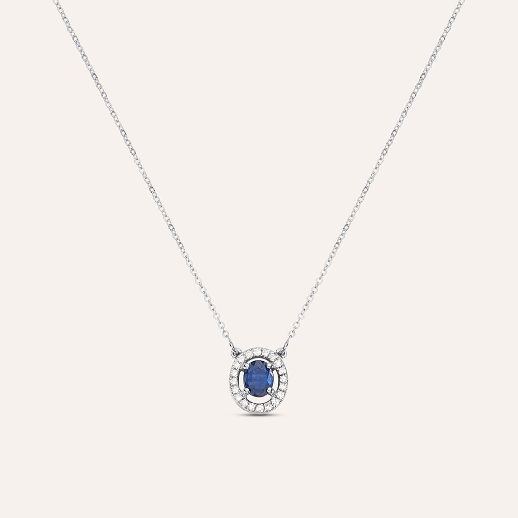 Collana Punto Luce Elizabeth Crown Oro Bianco Zaffiro Diamante