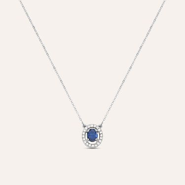 Collana Punto Luce Elizabeth Crown Oro Bianco Zaffiro Diamante
