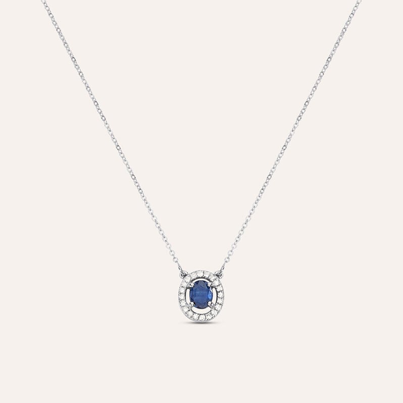 Collana Punto Luce Elizabeth Crown Oro Bianco Zaffiro Diamante - Collane Punto Luce Donna | Stroili