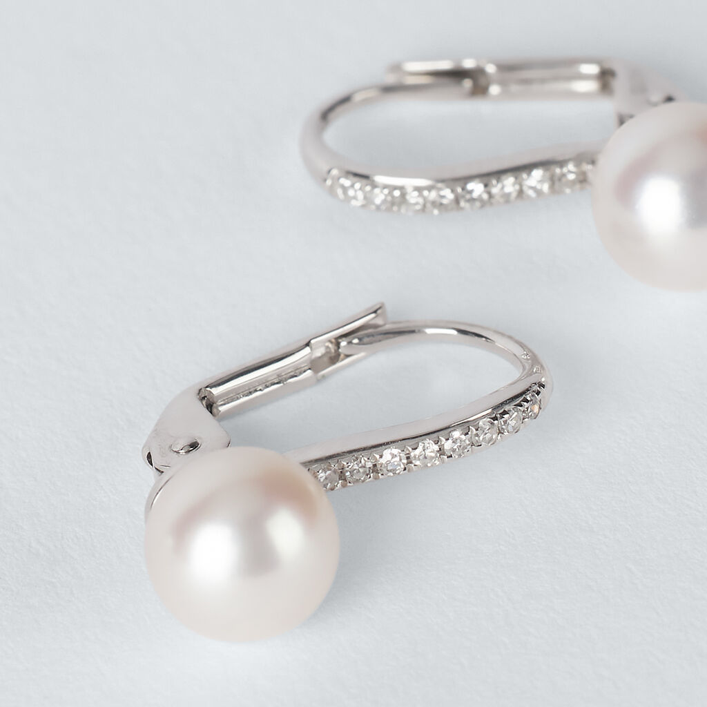 Orecchini Lobo Gabrielle Precious Oro Bianco Perla D'Acqua Dolce Diamante