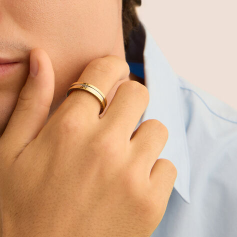 Anello Fedina Man Code Acciaio Bicolore Giallo / Bianco - Anelli Moderni Uomo | Stroili
