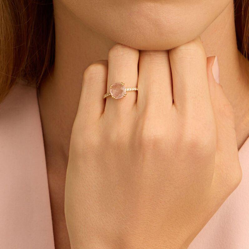 Anello Solitario Am&eacute;lie Oro Giallo Quarzo Cubic Zirconia - Anelli con Pietre Donna | Stroili