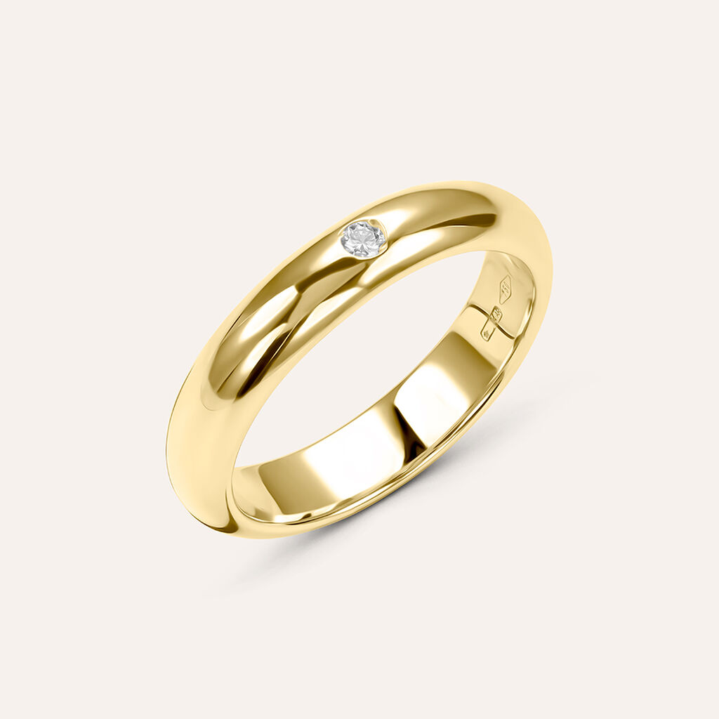 Fede Classica Leggera 4 mm Oro Giallo Diamante - Anelli con Incisione Unisex | Stroili