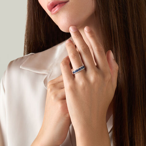 Anello Fascia Charlotte Oro Bianco Zaffiro Diamante - Anelli con Pietre Donna | Stroili