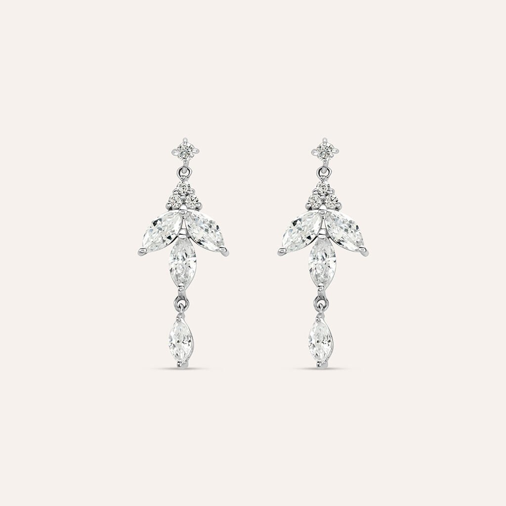 Orecchini Pendenti Claire Oro Bianco Cubic Zirconia