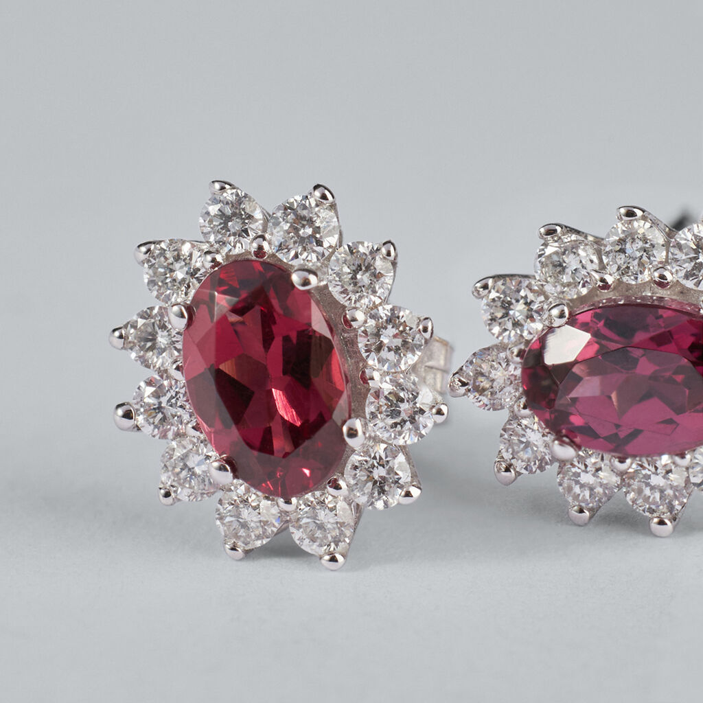 Orecchini Lobo Jasmine Oro Bianco Rodolite Diamante