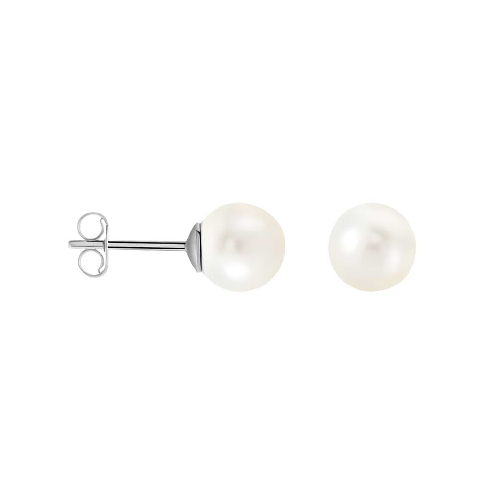 Orecchini Lobo Silver Pearls Argento Rodiato Perla sintentica