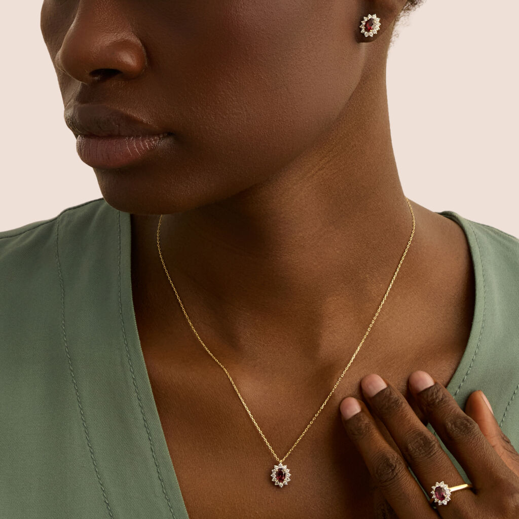 Collana Jasmine Oro Giallo Rodolite Diamante