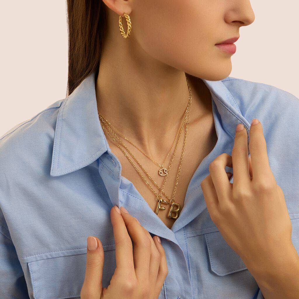 Collana Radiance Acciaio Dorato Cubic Zirconia