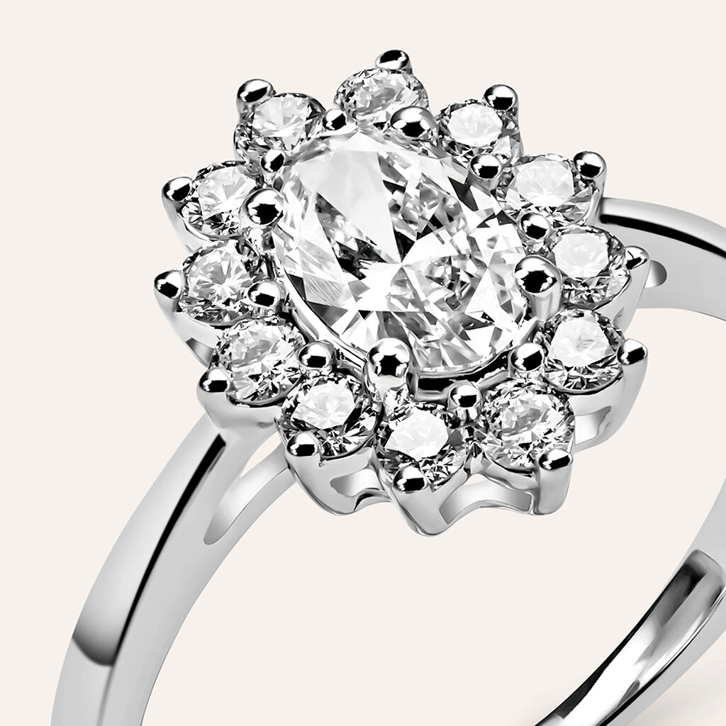 Anello Fantasia Diamade Oro Bianco Diamante Lab-Grown