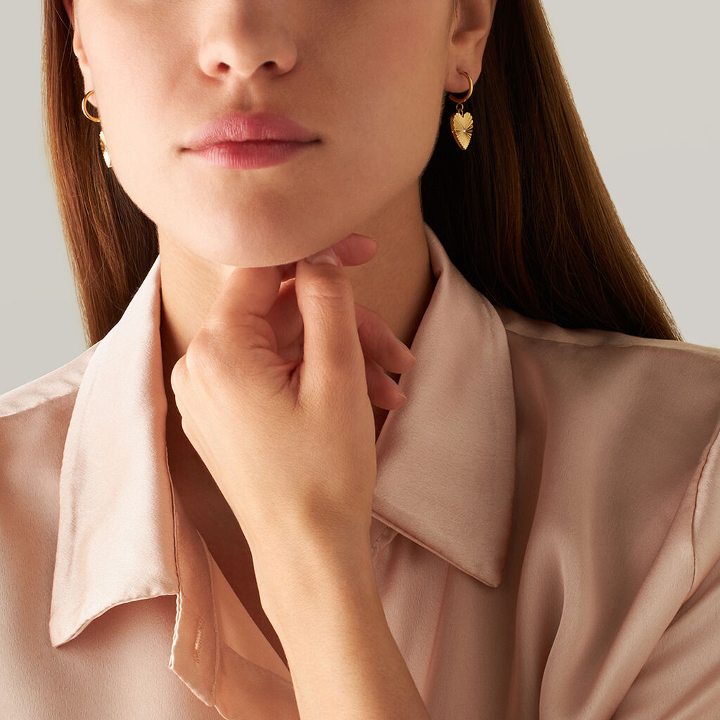 Orecchini A Cerchio Lady Code Acciaio Dorato Cristallo - Orecchini a Cerchio Donna | Stroili