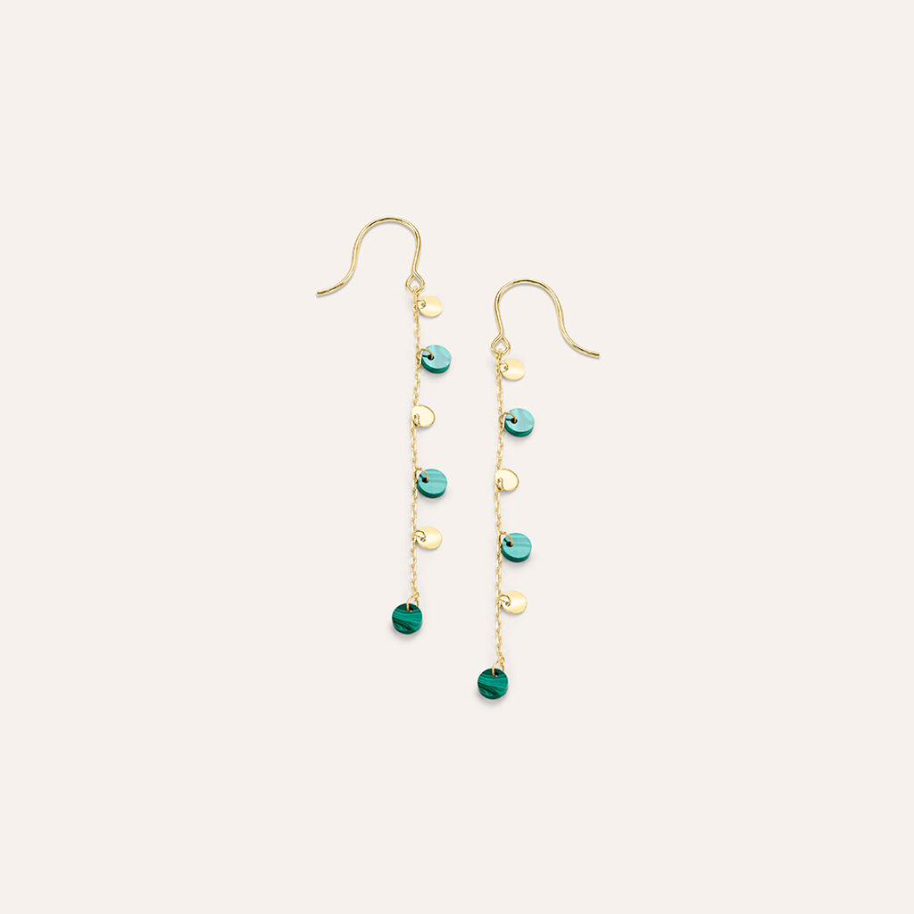 Orecchini Pendenti Beverly Oro Giallo Malachite - Orecchini Pendenti Donna | Stroili