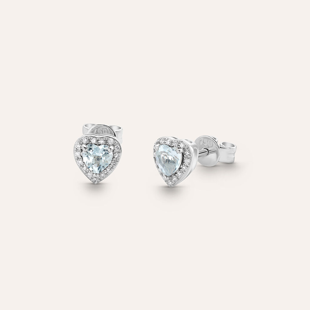 Orecchini Lobo Jasmine Oro Bianco Acquamarina Diamante - Orecchini a Lobo Donna | Stroili