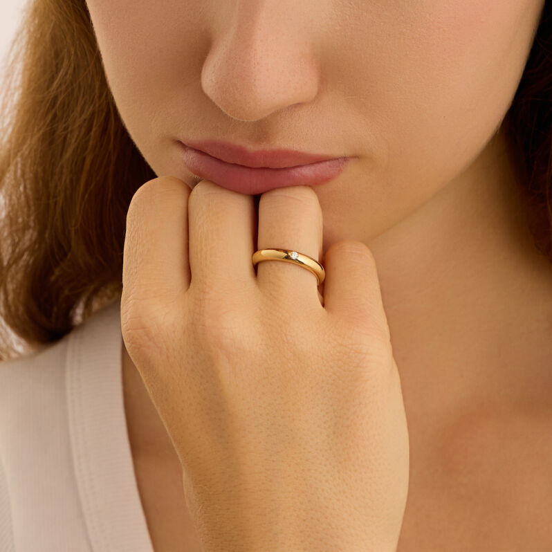 Fede Classica Leggera 3.6 mm Oro Giallo Diamante - Anelli con Incisione Unisex | Stroili