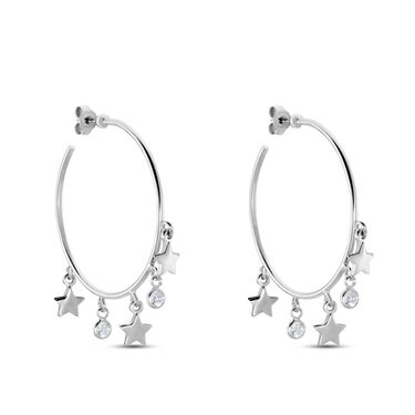 Orecchini A Cerchio Silver Collection Argento Bianco Cubic Zirconia