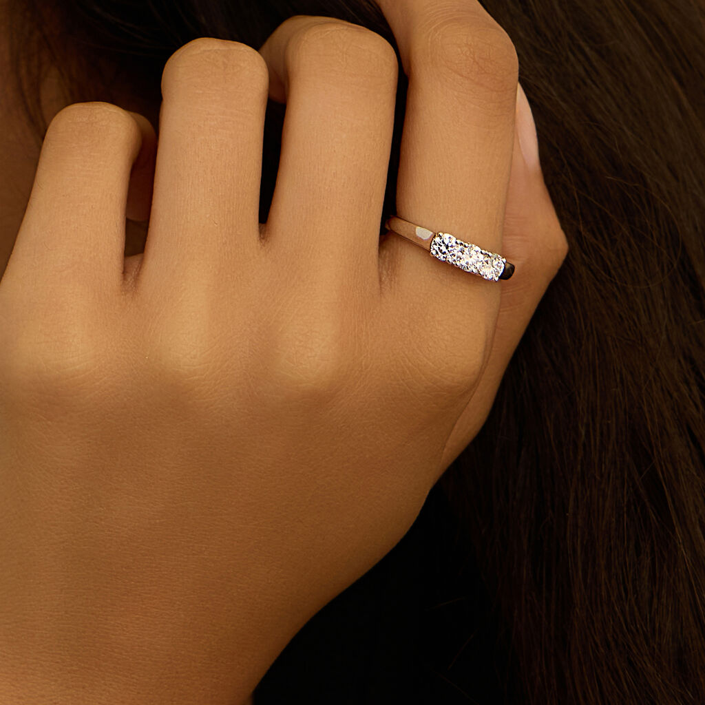 Anello Trilogy Diamade Oro Bianco Diamante Lab-Grown