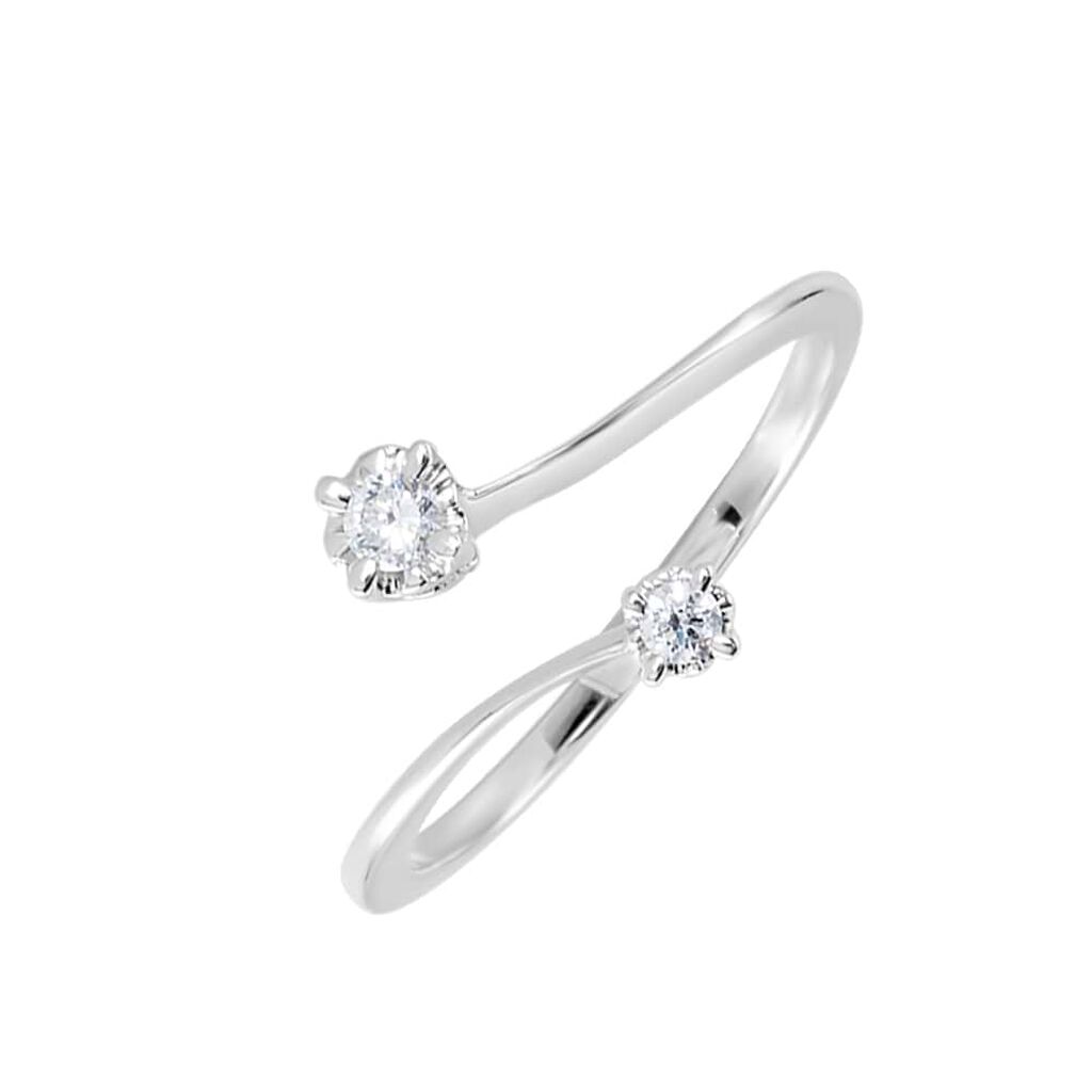 Anello bilogy in oro bianco con diamanti 0.10ct - Anelli 18 Carati Donna | Stroili