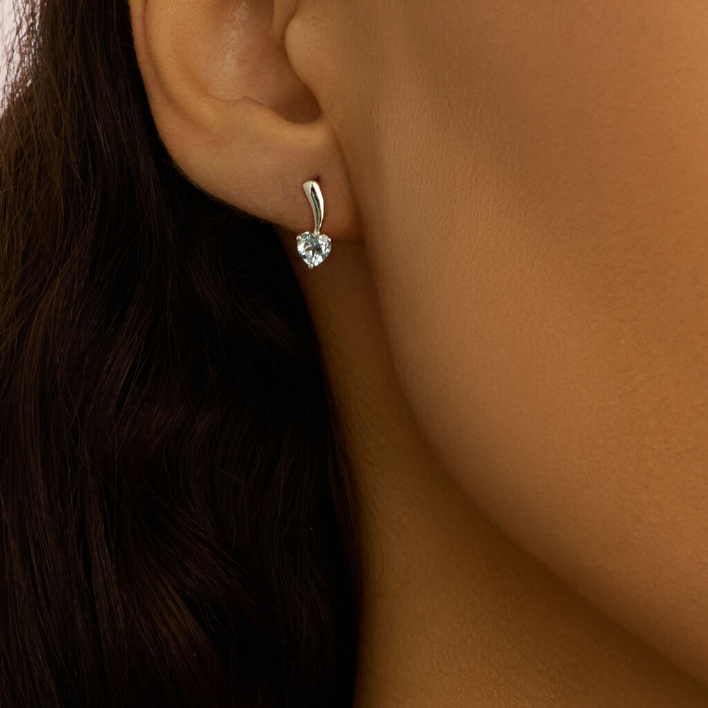 Orecchini Lobo Punto Luce Amélie Oro Bianco Topazio