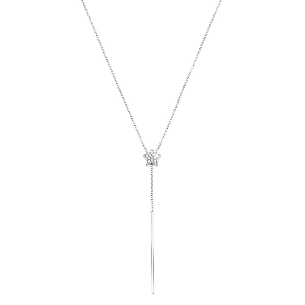 Girocollo stella in argento rodiato e zirconi